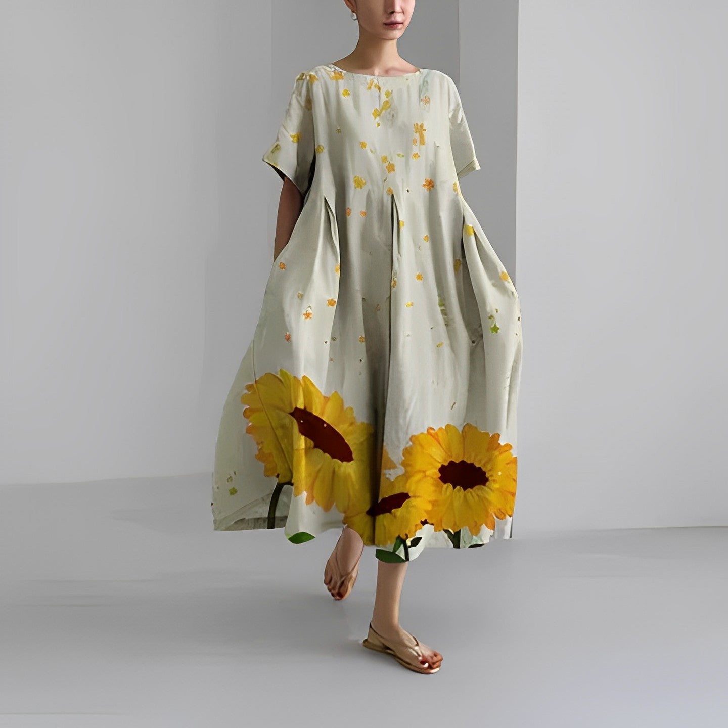 Vittoria | Vrouwen Boho Maxi jurk met bloemenprint en zakken
