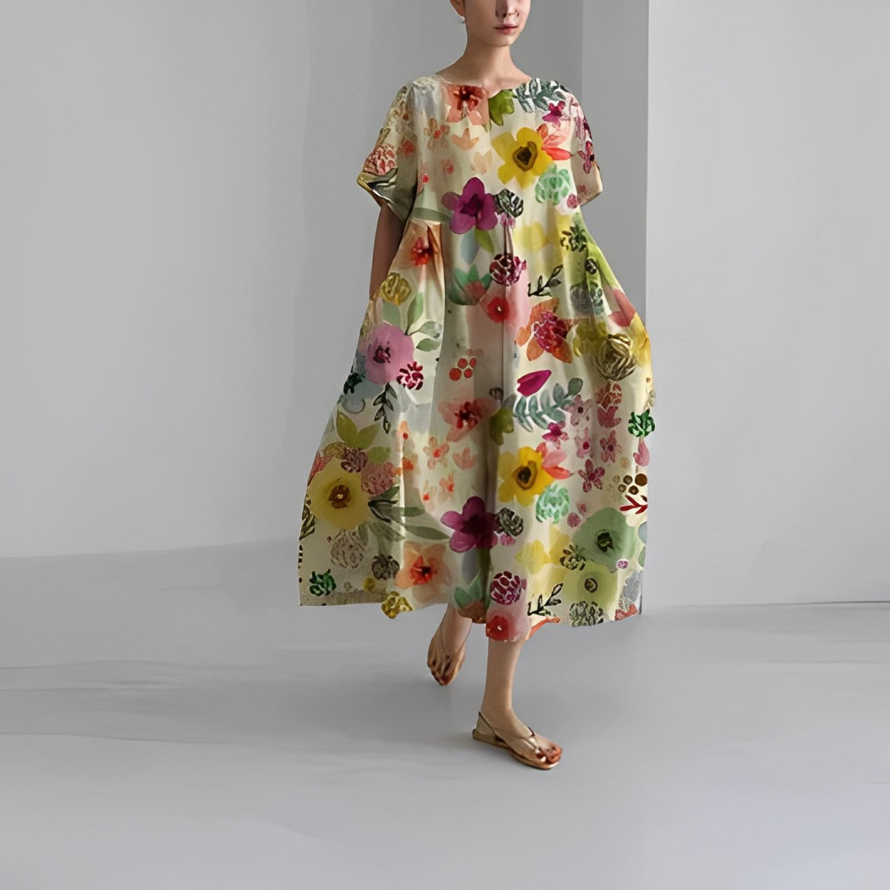 Vittoria | Vrouwen Boho Maxi jurk met bloemenprint en zakken