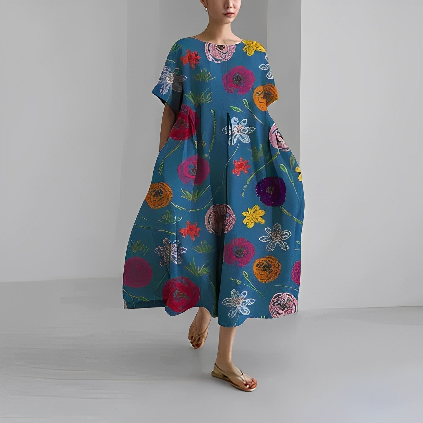 Vittoria | Vrouwen Boho Maxi jurk met bloemenprint en zakken