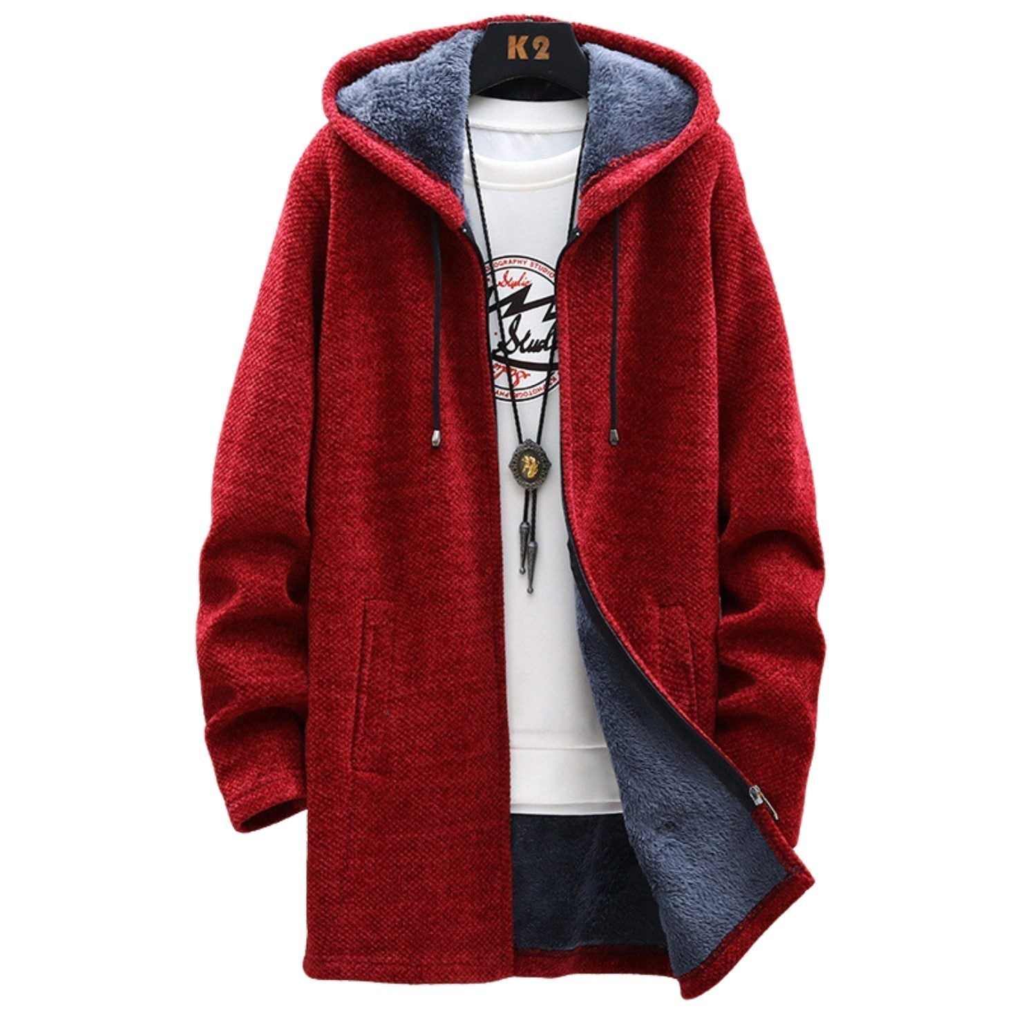 Rhyson | Dikke fleece gevoerde hoodie voor heren – Warme sweater met ritssluiting, casual wintertrui