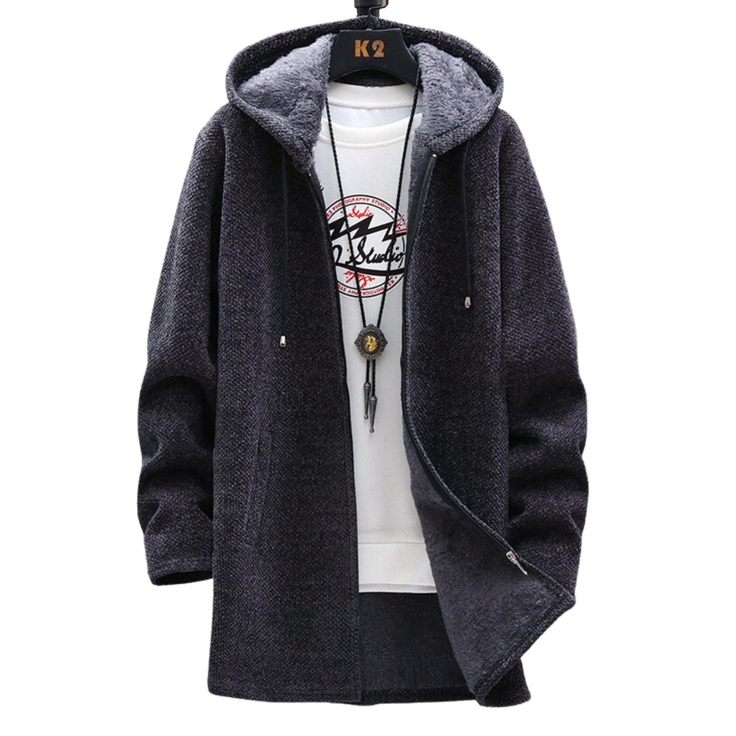 Rhyson | Dikke fleece gevoerde hoodie voor heren – Warme sweater met ritssluiting, casual wintertrui
