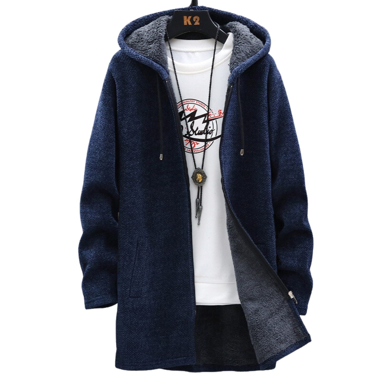 Rhyson | Dikke fleece gevoerde hoodie voor heren – Warme sweater met ritssluiting, casual wintertrui