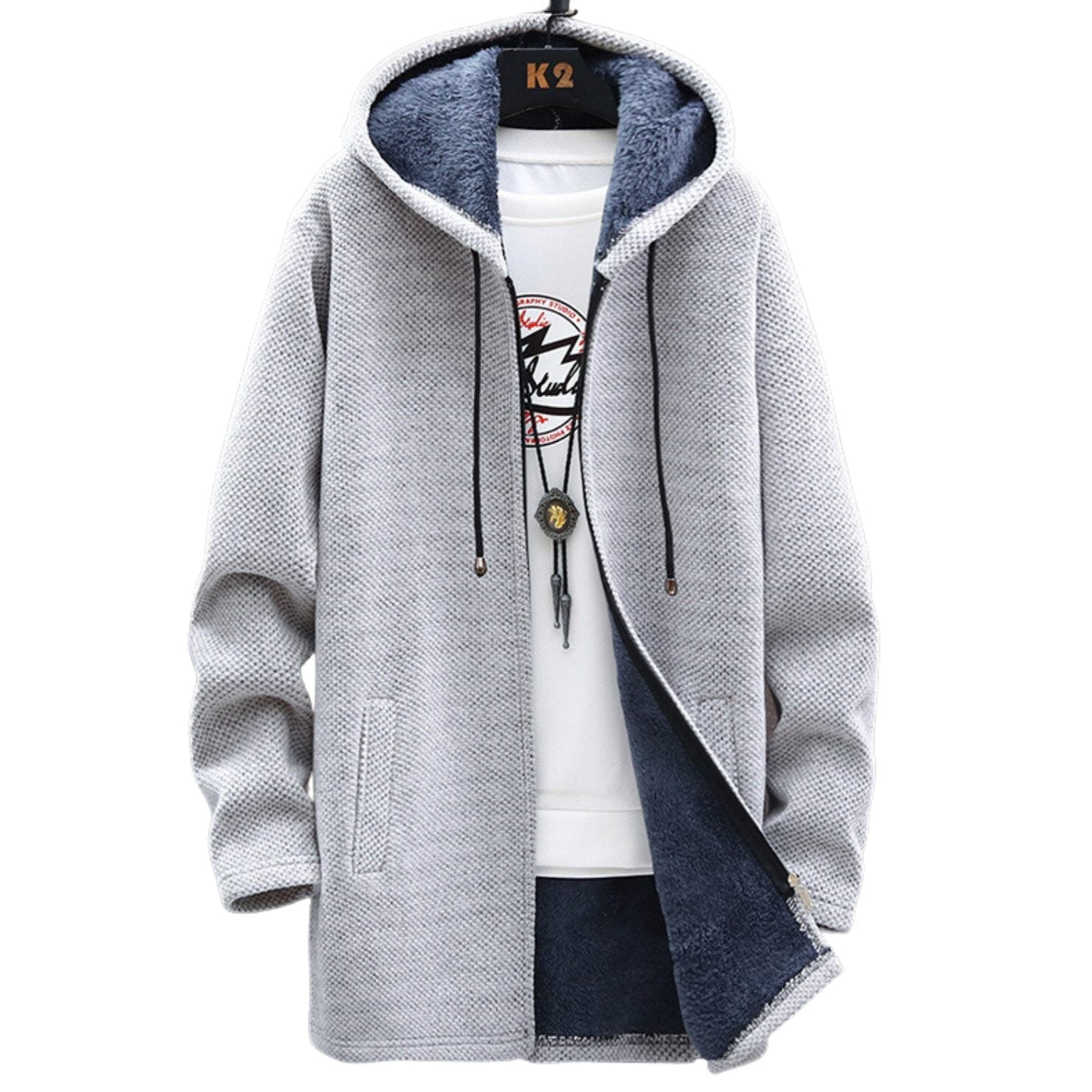 Rhyson | Dikke fleece gevoerde hoodie voor heren – Warme sweater met ritssluiting, casual wintertrui