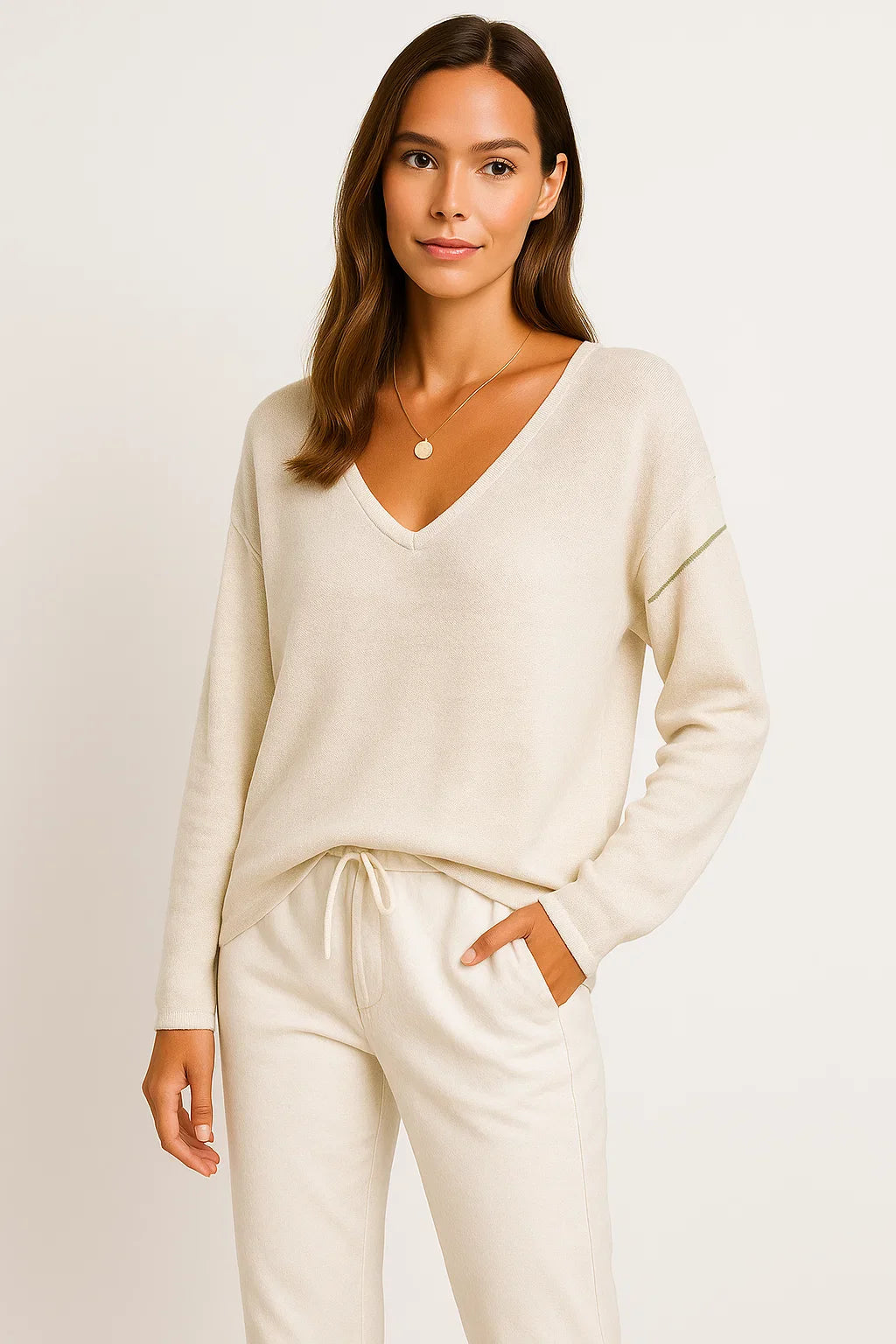 Velyvessa | Losvallend dames-T-shirt met V-hals en lange mouwen – Casual herfsttop