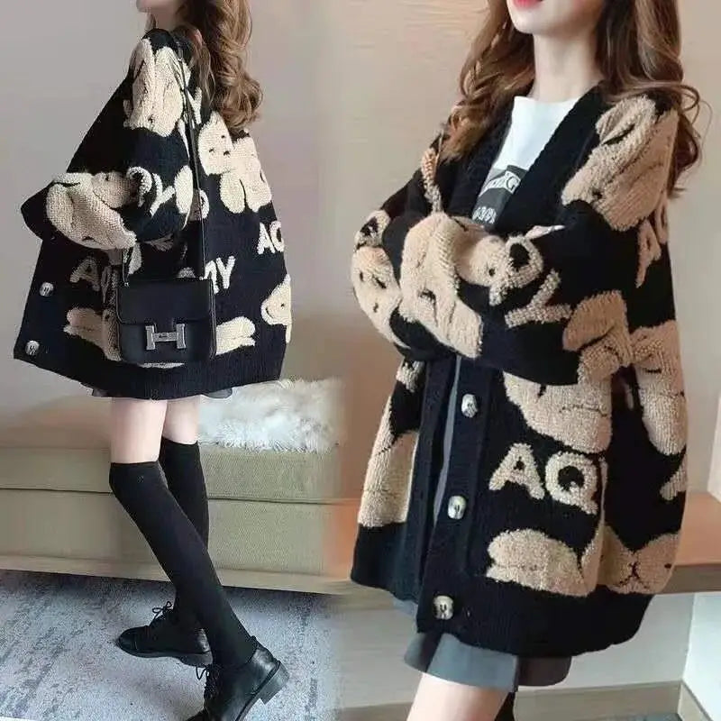 Rozanne | Grof gebreid oversized vest met speelse patronen voor dames