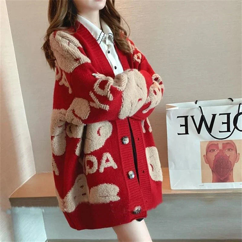 Rozanne | Grof gebreid oversized vest met speelse patronen voor dames