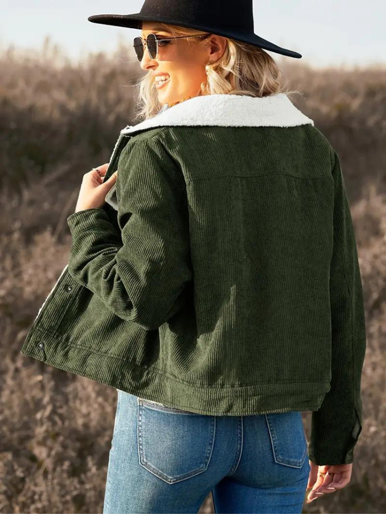 Odelia| Dames Corduroy Winterjas met fleecevoering - Warme, stijlvolle jas