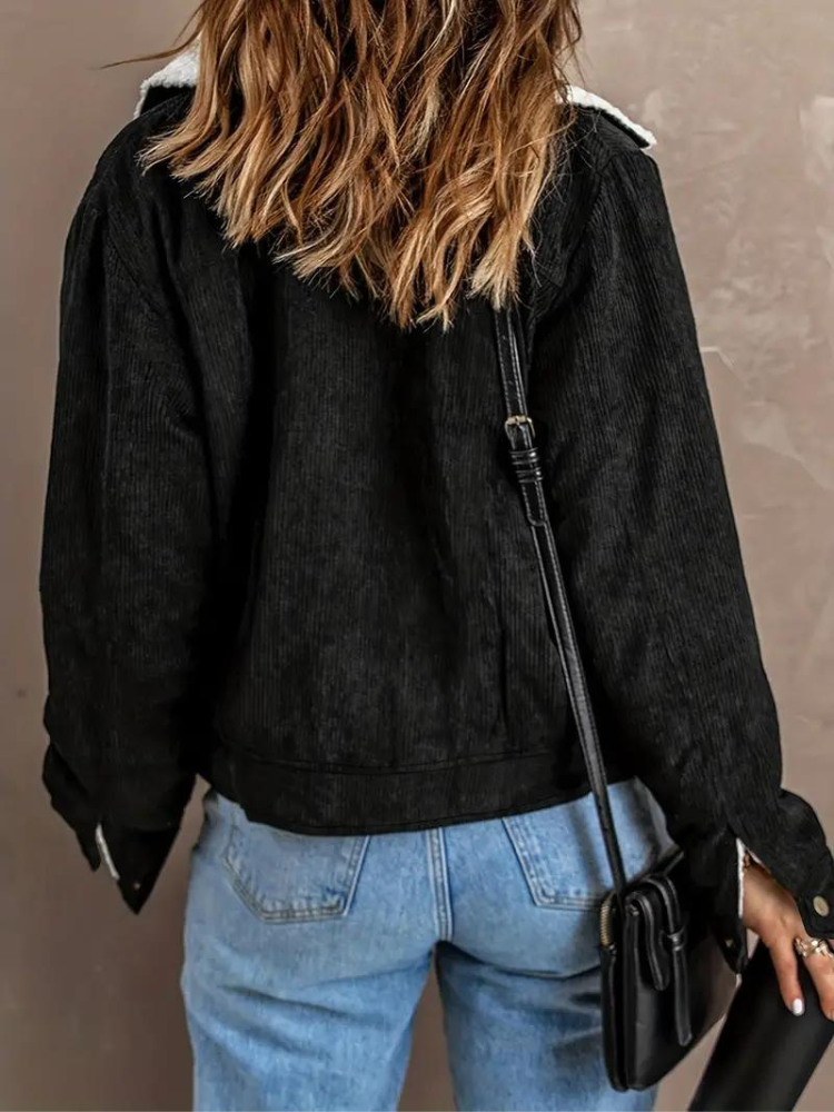 Odelia| Dames Corduroy Winterjas met fleecevoering - Warme, stijlvolle jas