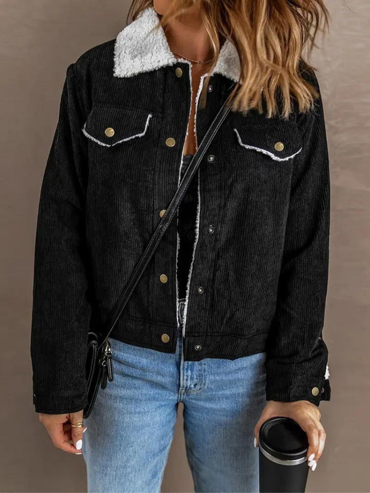 Odelia| Dames Corduroy Winterjas met fleecevoering - Warme, stijlvolle jas