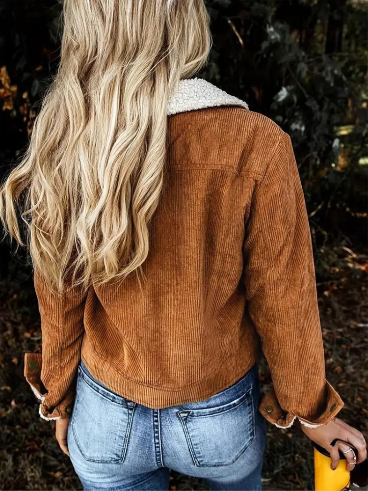 Odelia| Dames Corduroy Winterjas met fleecevoering - Warme, stijlvolle jas