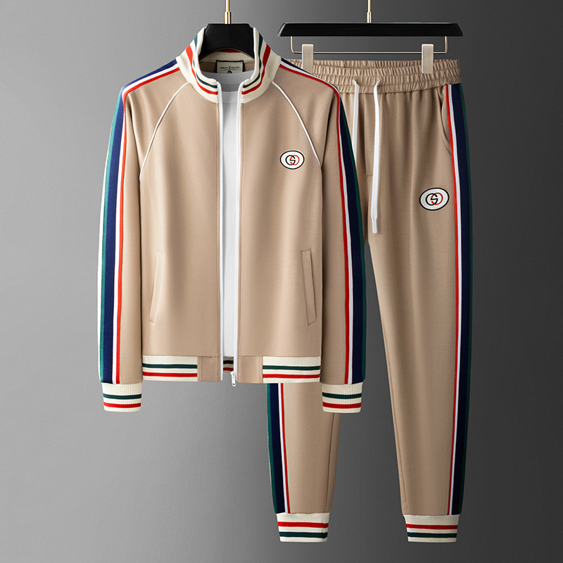 Benedetto | Premium trainingspak voor heren – Getailleerde pasvorm, casual & loungewear, marineblauw/beige