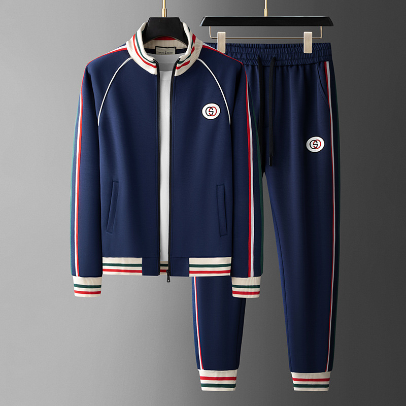 Benedetto | Premium trainingspak voor heren – Getailleerde pasvorm, casual & loungewear, marineblauw/beige