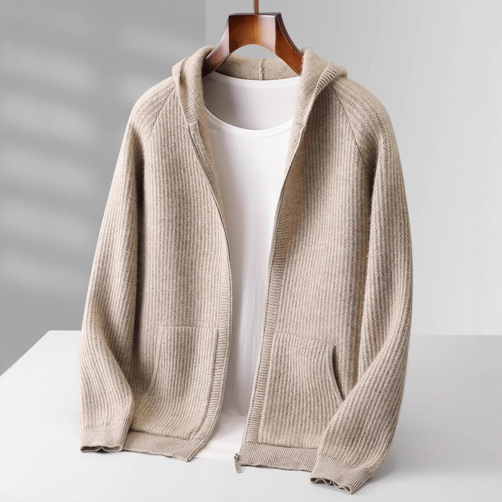 Delyan | Luxe kasjmier hoodie voor heren – Zachte, warme jas met capuchon en ritssluiting