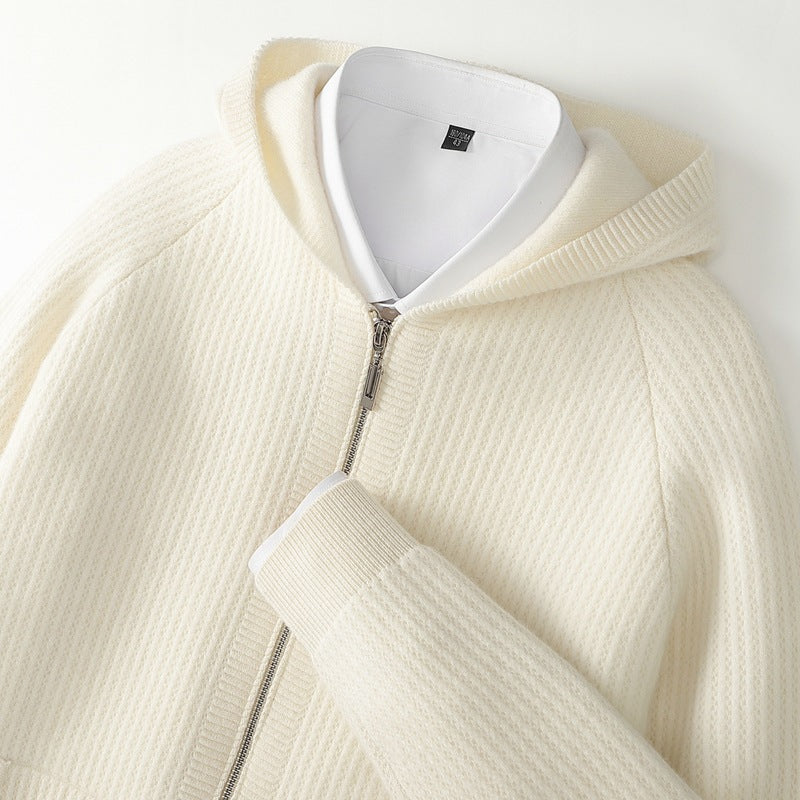 Delyan | Luxe kasjmier hoodie voor heren – Zachte, warme jas met capuchon en ritssluiting