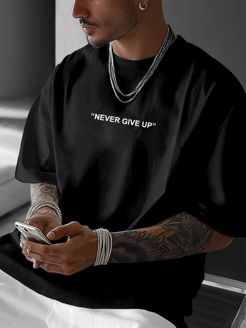 Lorant | T-shirt oversize homme - T-shirt décontracté en coton, coupe ample, imprimé graphique