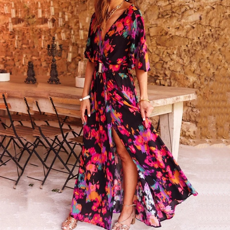 Maxi overslagjurk