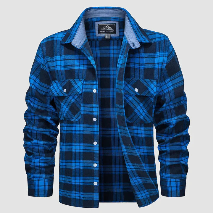 Aelric | Herenflanellen shirt – geruit shirt met lange mouwen, zacht en warm casual shirt voor herfst en winter