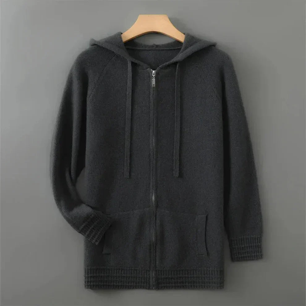 Orvric | Comfortabele hoodie met ritssluiting voor heren, gemaakt van een kasjmiermix
