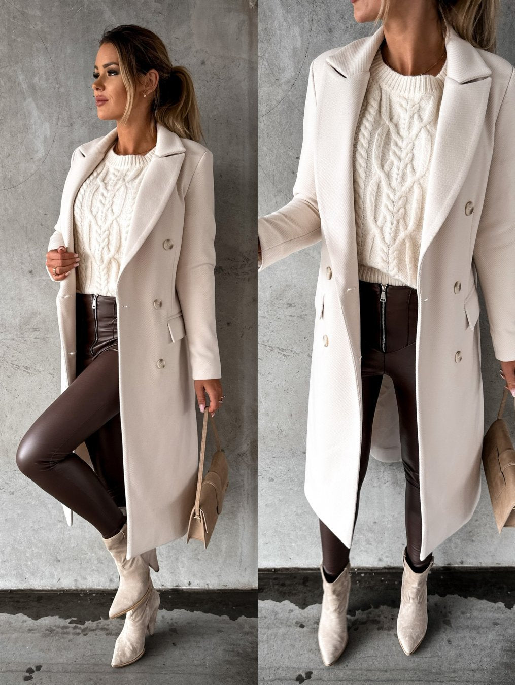 Uvoria | Elegante herfstjas voor dames – double-breasted, lange mouwen, casual chic bovenkleding