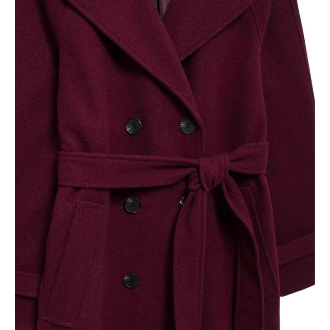 Liva | Oversized bordeauxrode trenchcoat voor dames – Elegante lange jas voor herfst, winter