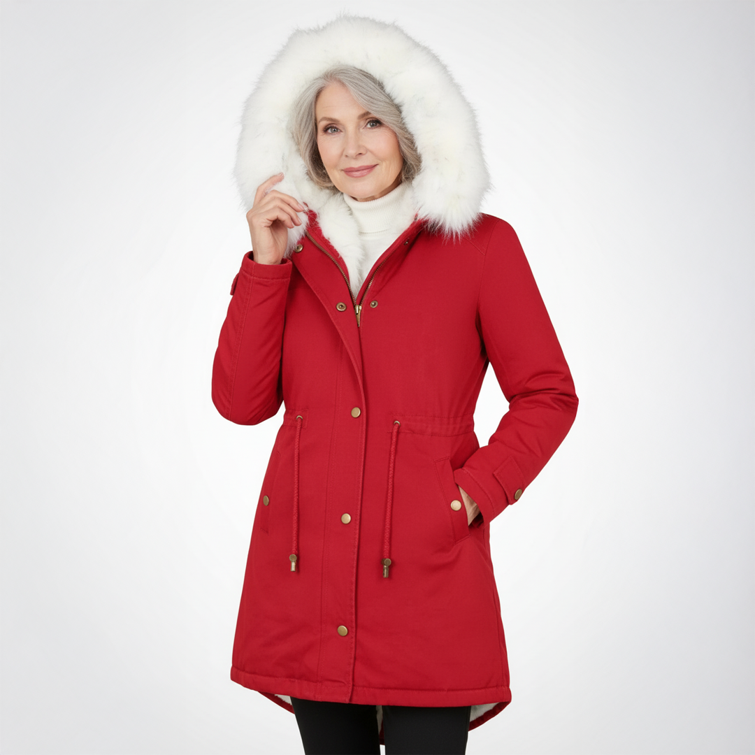 Rosalynd | Pluche gevoerde winterjas met capuchon voor dames – Warme, geïsoleerde