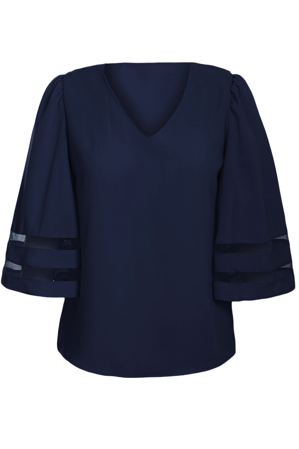 Aletheia | Flare Sleeves V-Neck Loose Women Chiffon Blouse - Elegant Casual Top
