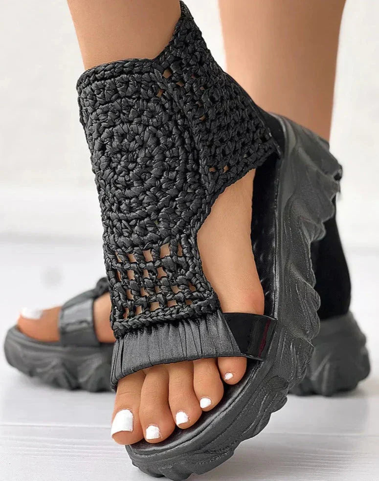 TwineStep | Boho Chic gevlochten damessandalen - gepolsterde zool