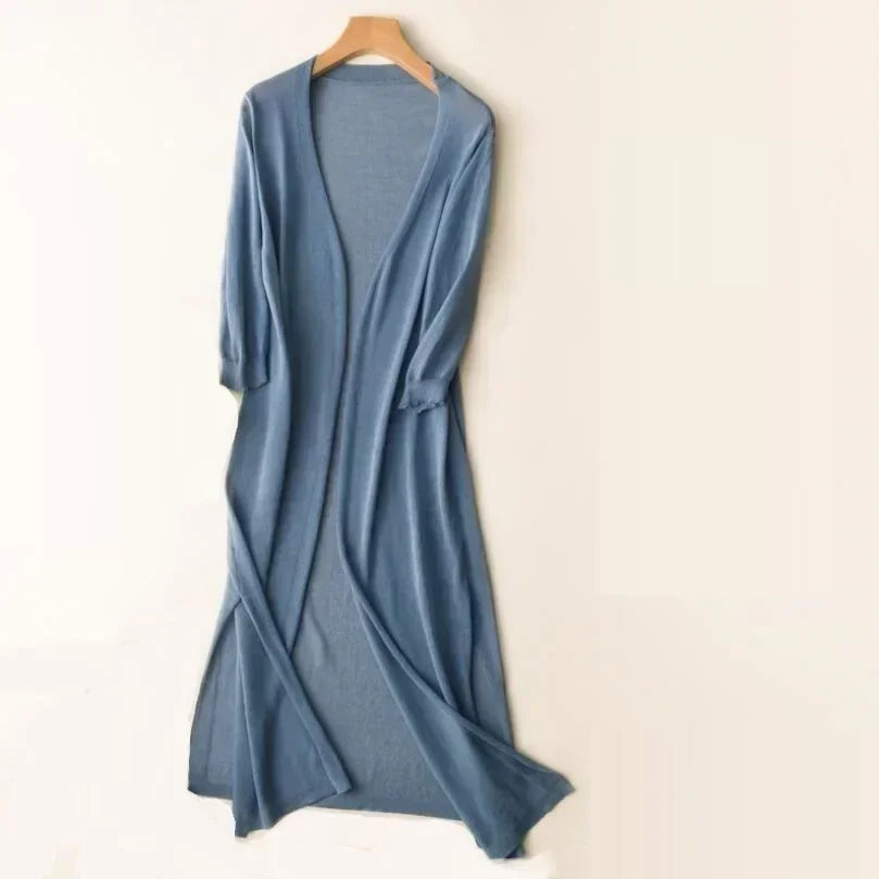 Talyne | Dames losse lange cardigan – lichtgewicht, ademend, casual trui met open voorkant