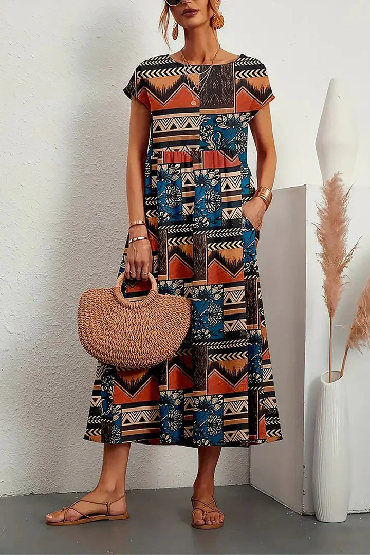 Roxelana | Casual jurk met bloemenprint – mouwloze jurk met ronde hals voor dames