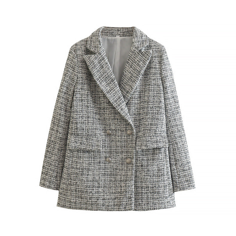 Roseline | Women's oversized tweed double-breasted blazer