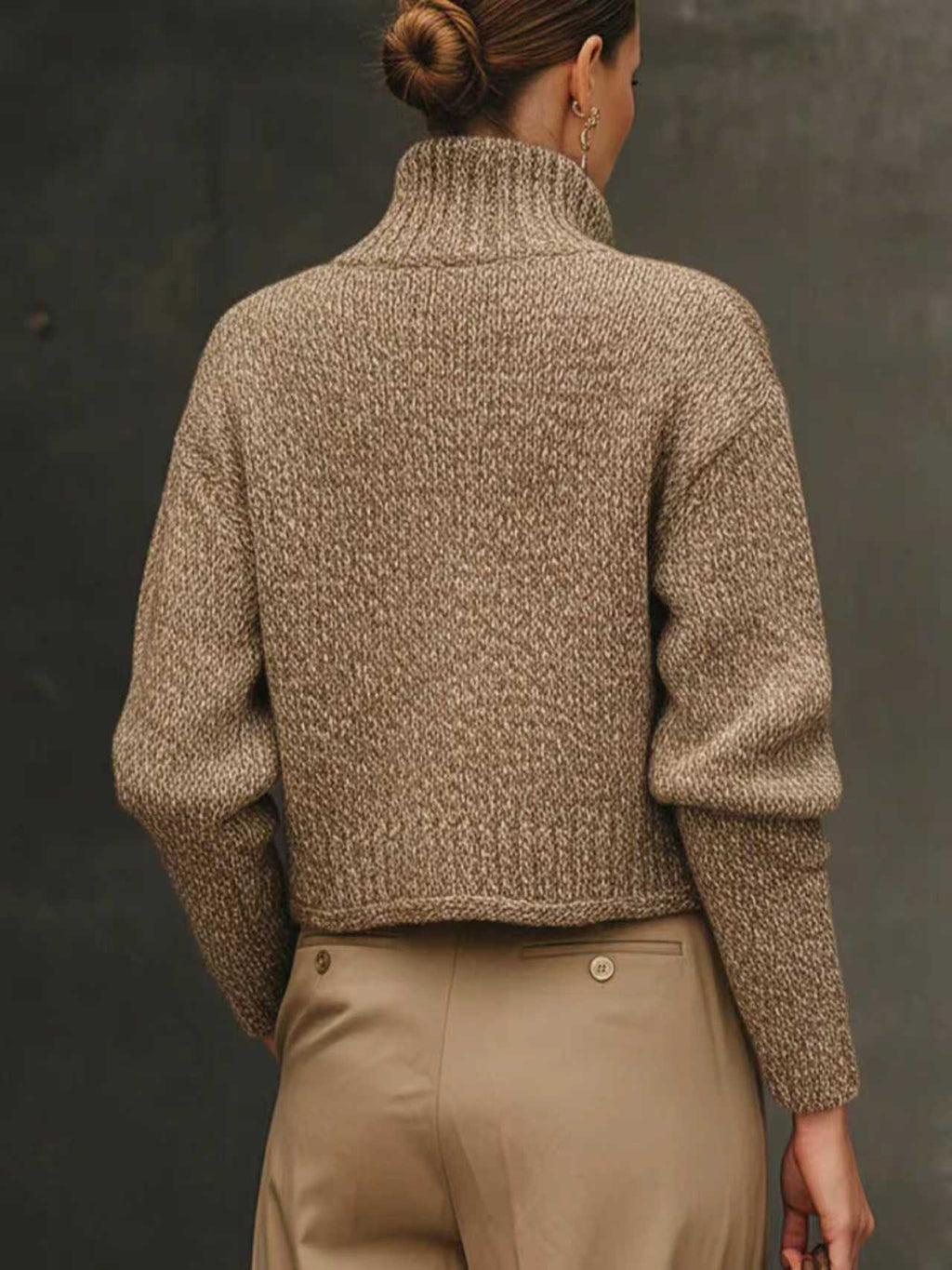 Odette | Damesjasje van wolmix – hoge kraag, knoopsluiting, cropped, herfst-winterjast