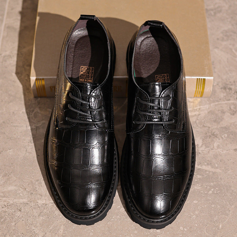 Croxen | Chaussures en cuir pour hommes - Modèle crocodile, chaussures habillées pour affaires