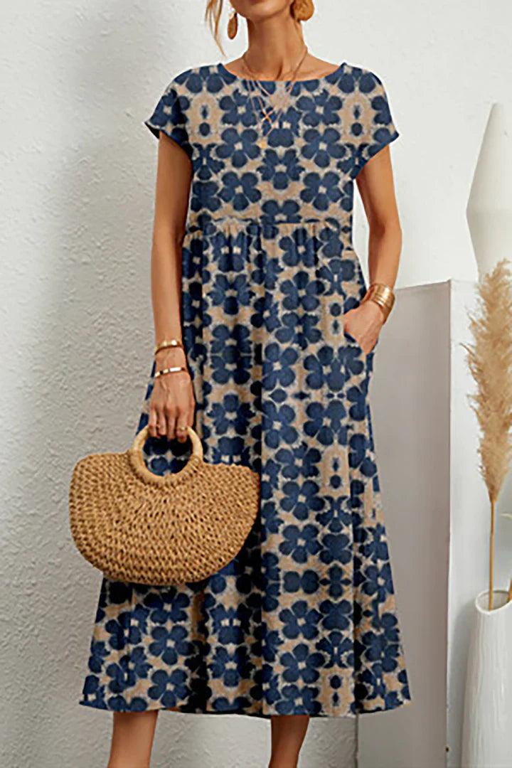 Roxelana | Casual jurk met bloemenprint – mouwloze jurk met ronde hals voor dames