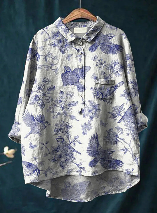 Ovidia | Vrouwen Oversized Bloemenblouse - Lange Mouw, Casual Losjes Pasvorm Top