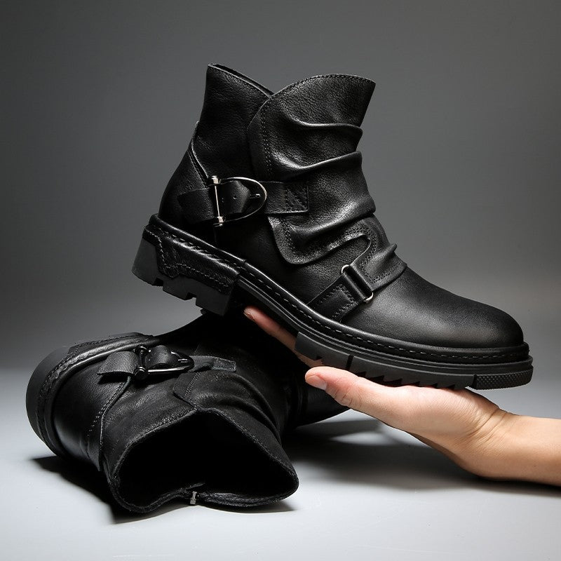 StoneHawk | Bottes de moto résistantes pour hommes, en cuir, robustes, pour l'extérieur et les loisirs