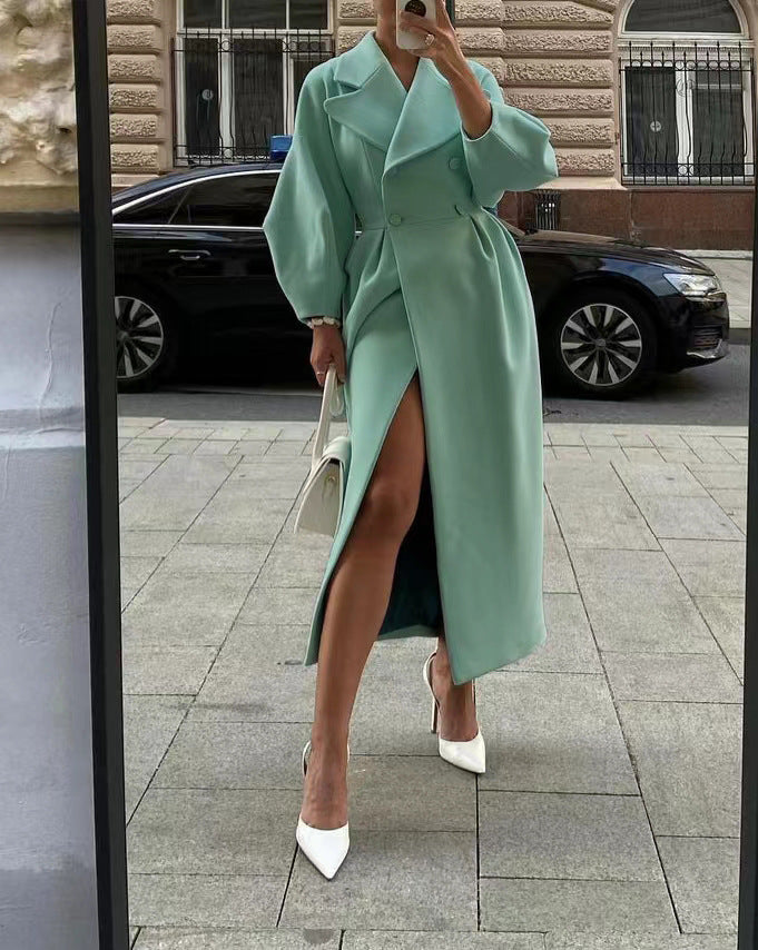 Kensyl | Elegante damesjas met dubbele knoopsluiting – Winterjas in jurkstijl