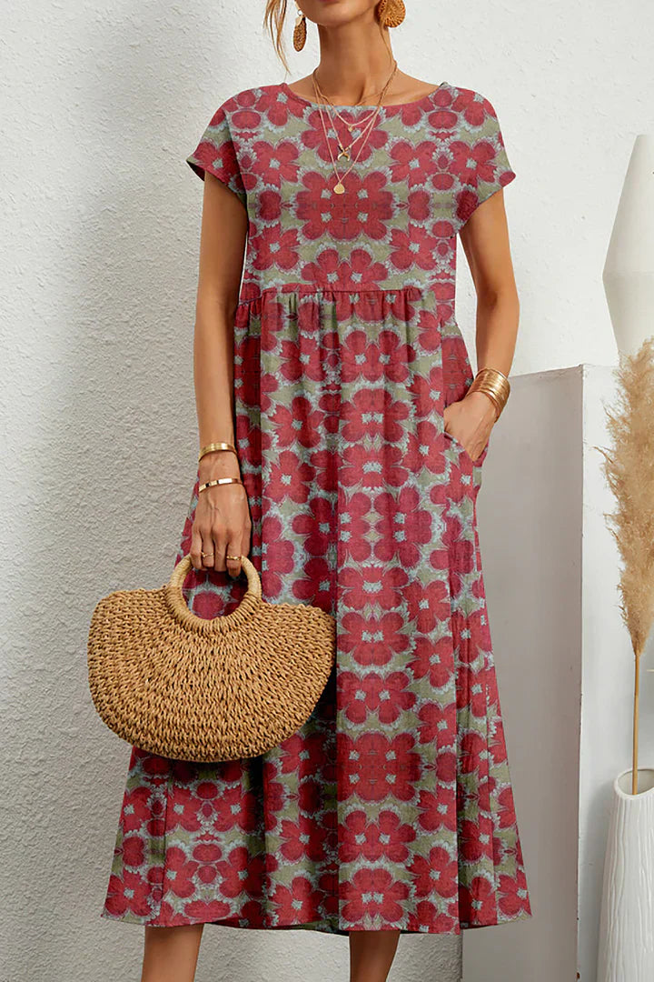 Roxelana | Casual jurk met bloemenprint – mouwloze jurk met ronde hals voor dames
