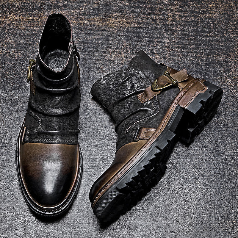 StoneHawk | Bottes de moto résistantes pour hommes, en cuir, robustes, pour l'extérieur et les loisirs
