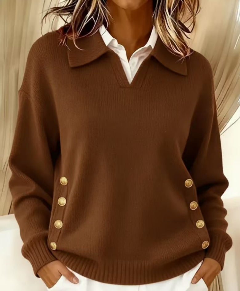 Kamea | Elegante gebreide trui voor dames met knoopdetails – Casual & kantoor gebreide top