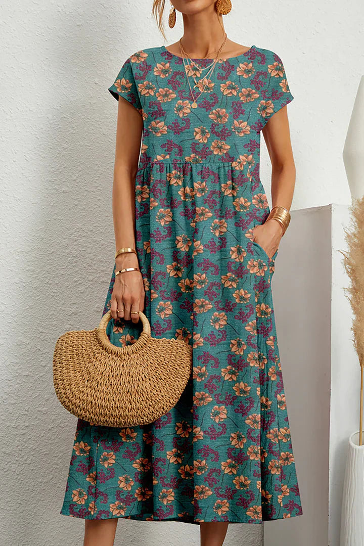 Roxelana | Casual jurk met bloemenprint – mouwloze jurk met ronde hals voor dames