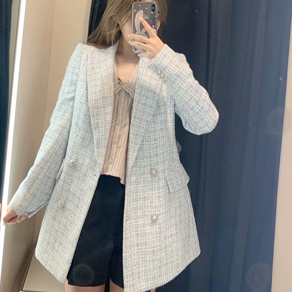 Roseline | Women's oversized tweed double-breasted blazer