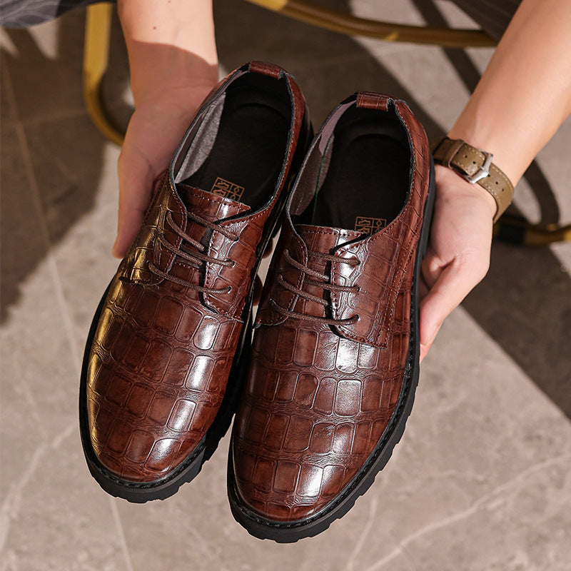 Croxen | Chaussures en cuir pour hommes - Modèle crocodile, chaussures habillées pour affaires