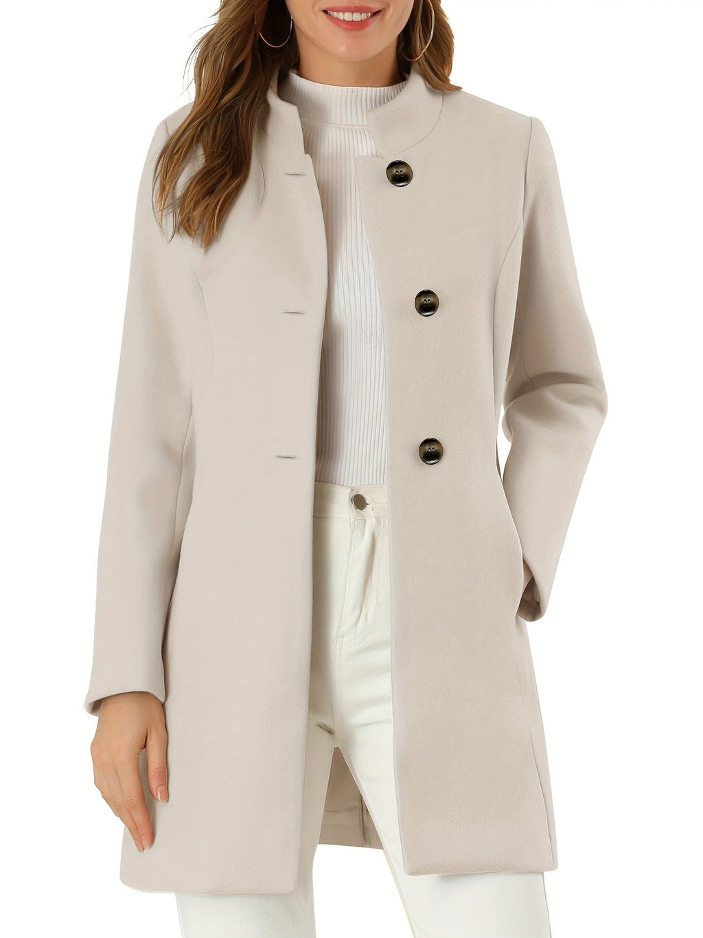 Talyra | Elegante winterjas voor dames – klassieke knoopsluiting, stijlvolle en functionele zakken