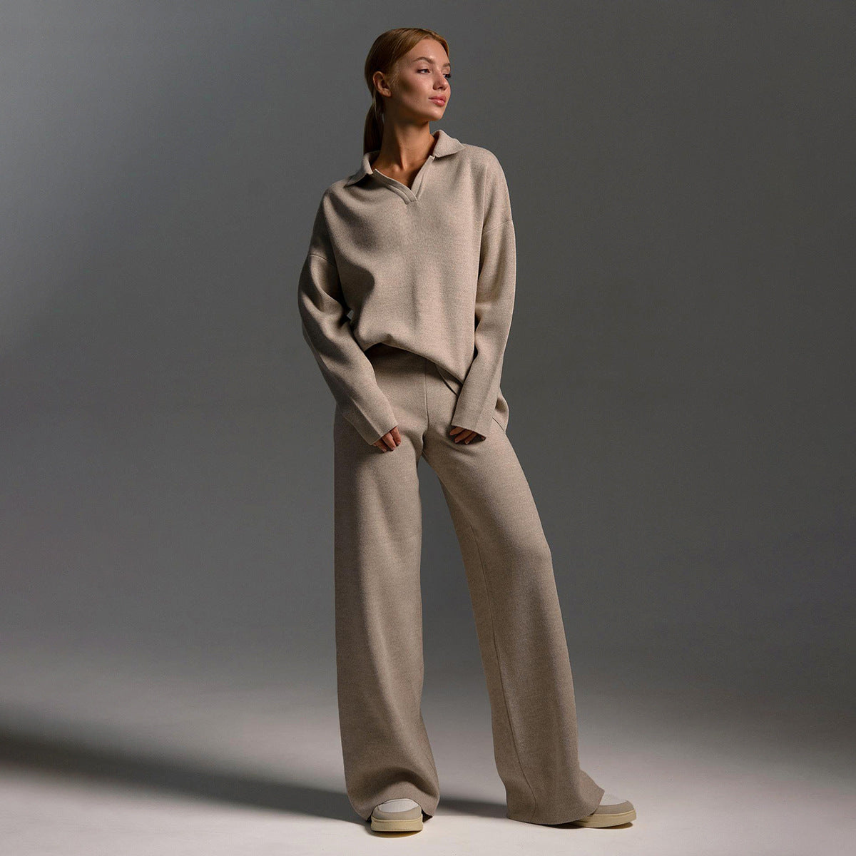 Nixie | Knitted Women's Loungewear Set - Comfortable Full Sweater and Joggers