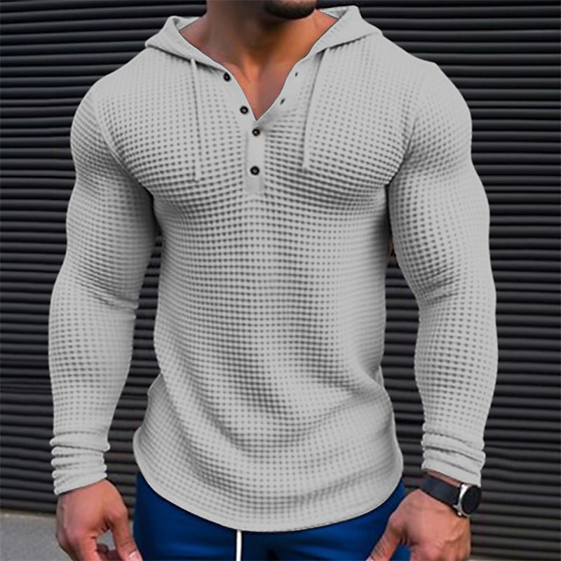 Jaxel | Moderne wafelhoodie voor heren – Casual streetwear-trui met lange mouwen