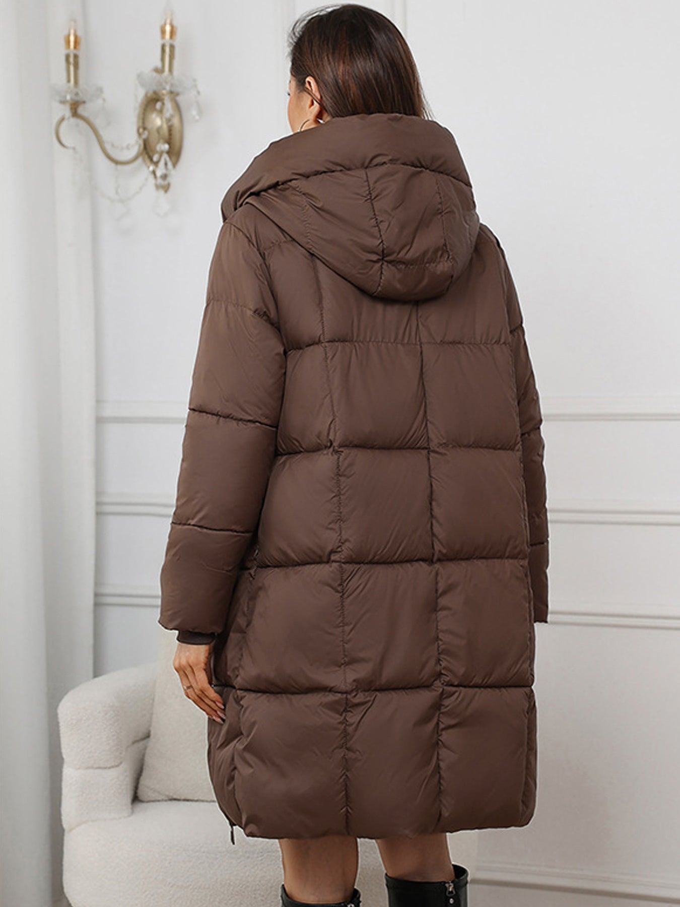 Mireille | Lange donzen winterjas met capuchon, volledige ritssluiting, warm en waterdicht voor dames
