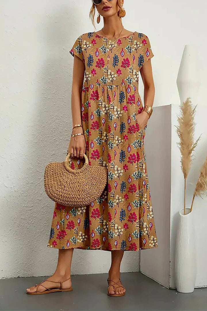 Roxelana | Casual jurk met bloemenprint – mouwloze jurk met ronde hals voor dames