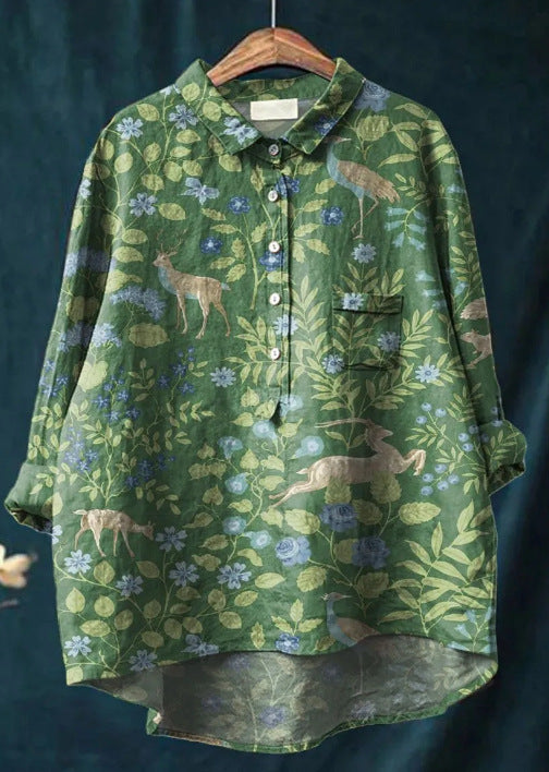 Ovidia | Vrouwen Oversized Bloemenblouse - Lange Mouw, Casual Losjes Pasvorm Top