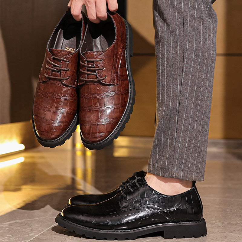 Croxen | Chaussures en cuir pour hommes - Modèle crocodile, chaussures habillées pour affaires