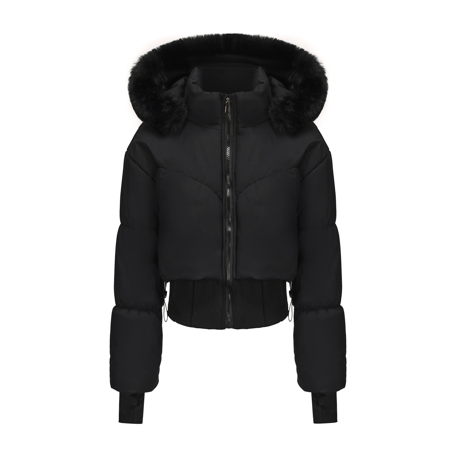 Zalira | Dames cropped donsjack – Lichtgewicht, waterafstotend, afneembare capuchon met nepbont, modieuze winterjas